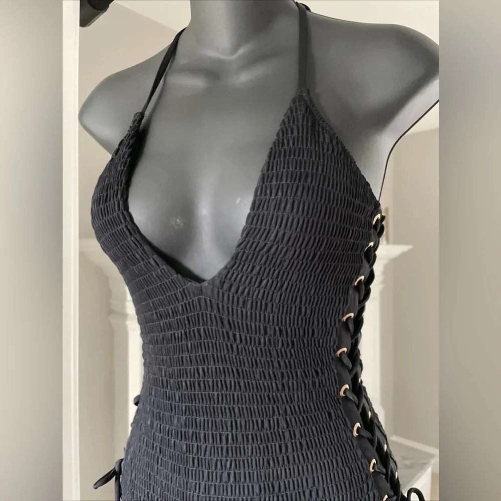 Victorias Secret Smocked Lace Up One Piece Monokini Swim - Picture 4 of 14